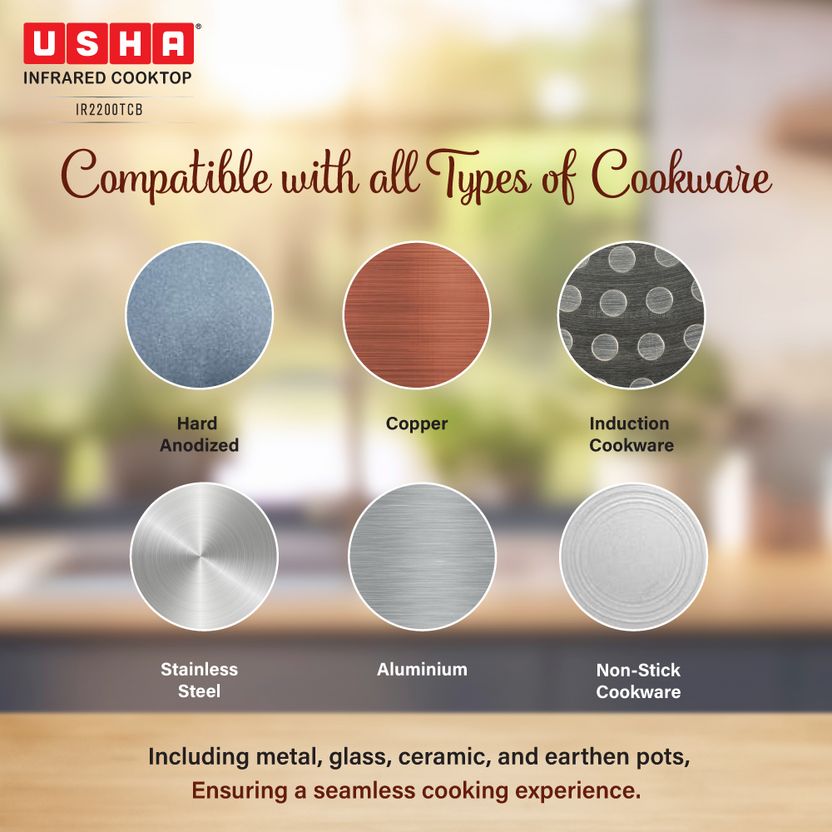 USHA 2200W Infrared Cooktop Black - Image 3