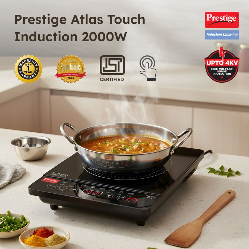 Prestige 2000W Induction Cooktop Black Atlas Touch - Image 2