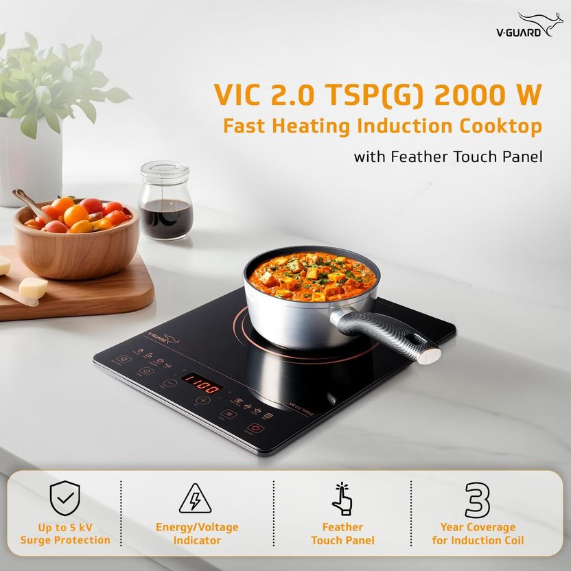 V-Guard 2000W Black Induction Cooktop - Image 2