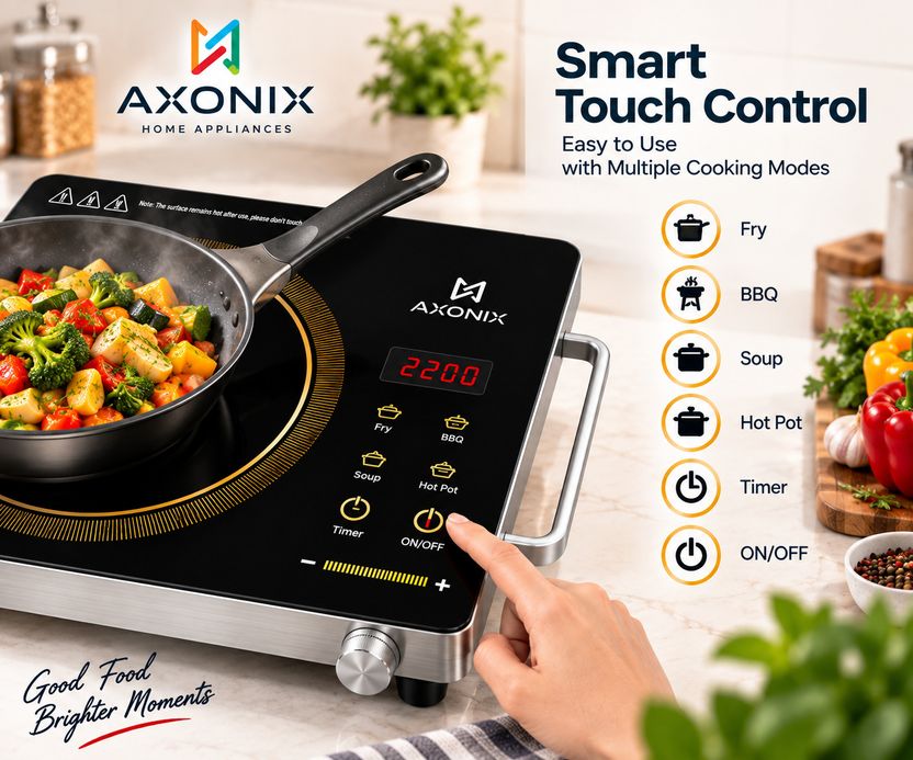 AXONIX 2200W Infrared Cooktop Touch Panel Multicolor - Image 4