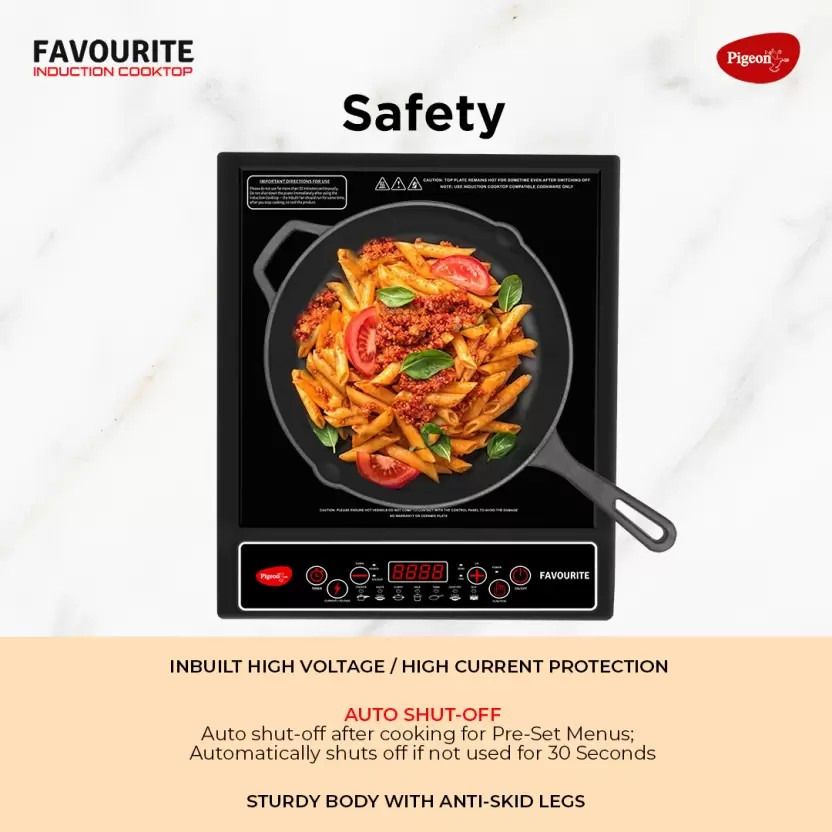 Pigeon 1800 W Induction Cooktop Push Button (Black, Favourite) - Image 6