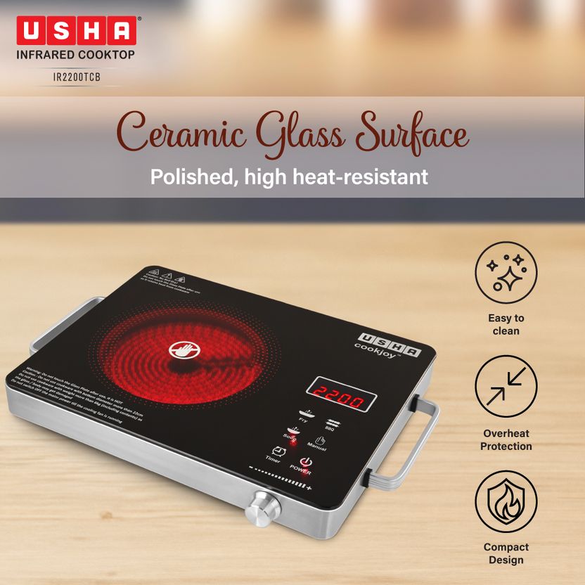 USHA 2200W Infrared Cooktop Black - Image 6