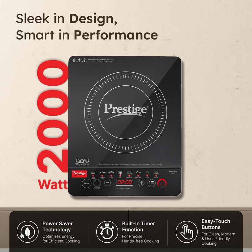 Prestige 2000W Induction Cooktop Black Atlas Touch - Image 6