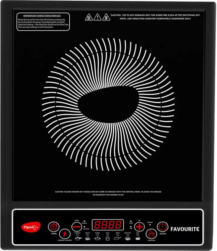 Pigeon 1800 W Induction Cooktop Push Button (Black, Favourite) - Image 2