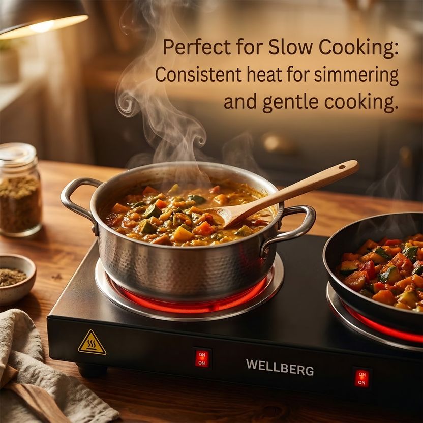 Wellberg Portable Double Coil Camping Stove 2000W - 2 Burner - Image 2