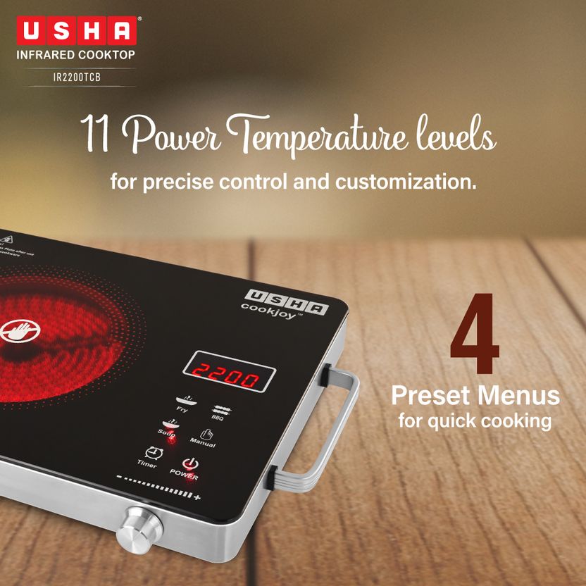 USHA 2200W Infrared Cooktop Black - Image 4