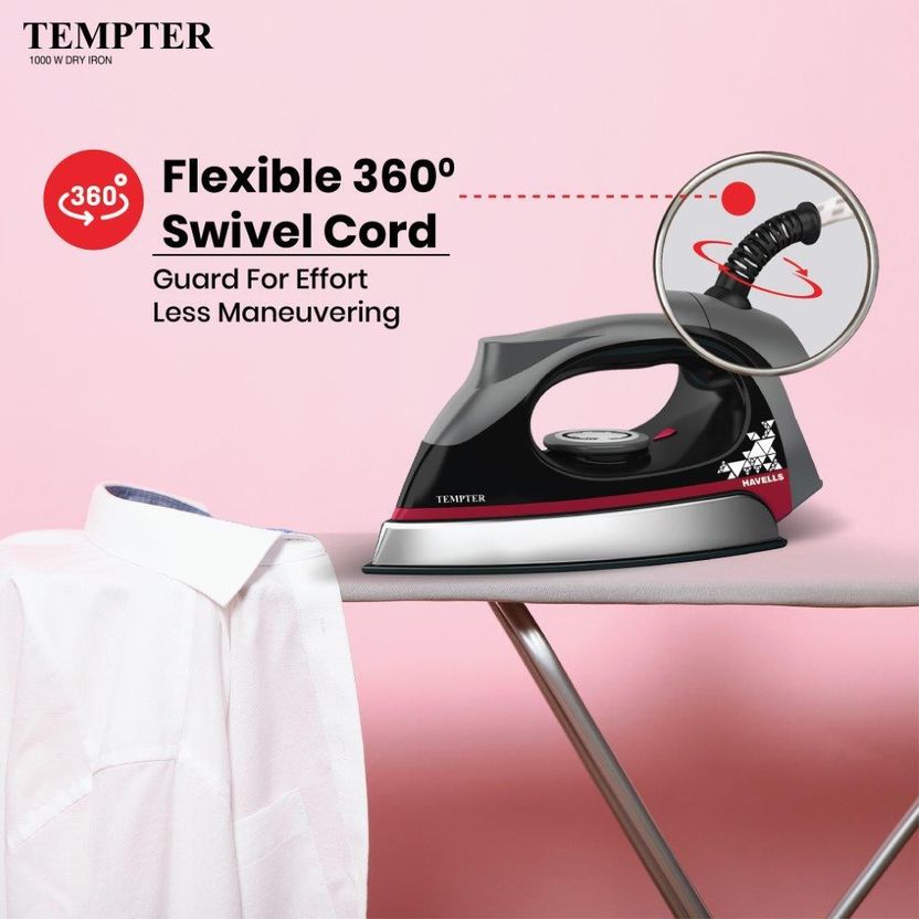 HAVELLS GHGDICNK100 1000W Dry Iron (Black) - Image 7