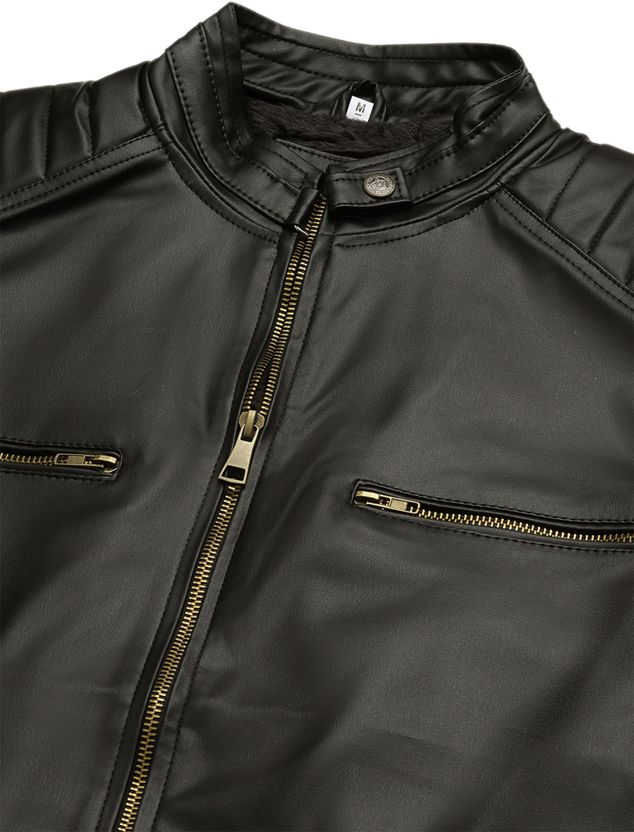Leather Retail Men Solid Casual Jacket - Image 5