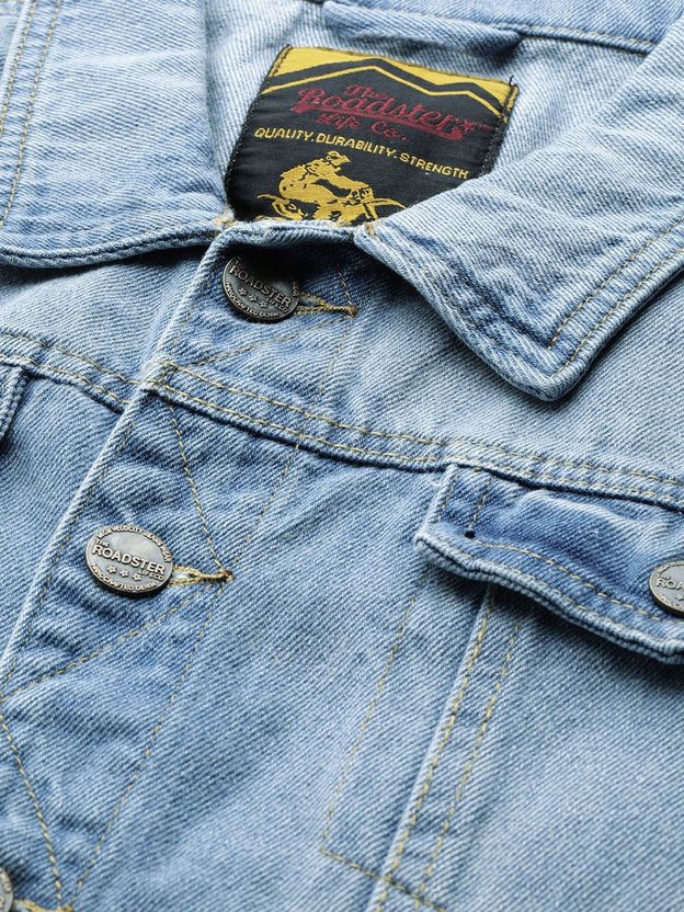 Roadster Men Washed Denim Jacket Blue - Image 2
