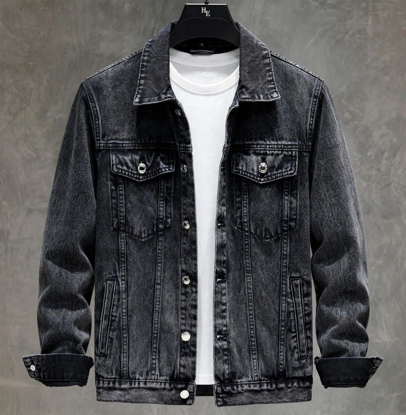 Moda Star Men Solid Blue Denim Jacket - Image 1