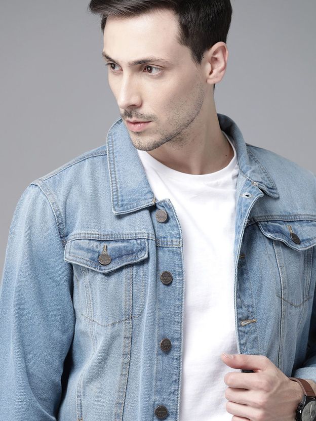 Roadster Men Washed Denim Jacket Blue - Image 1