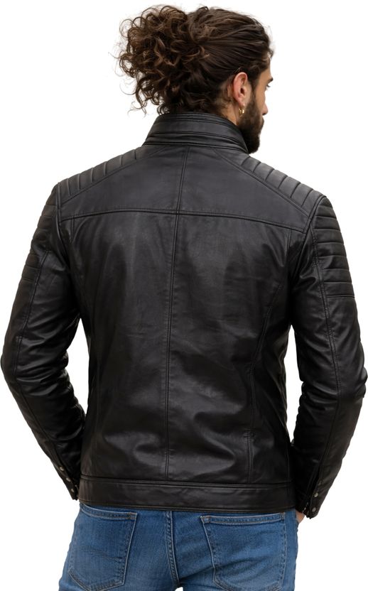 Leather Retail Men Solid Casual Jacket - Image 3