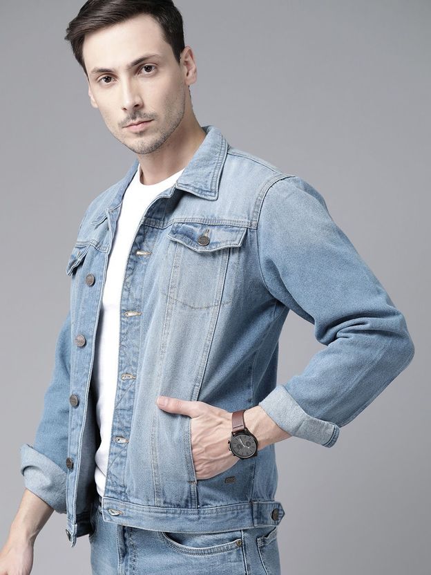 Roadster Men Washed Denim Jacket Blue - Image 3