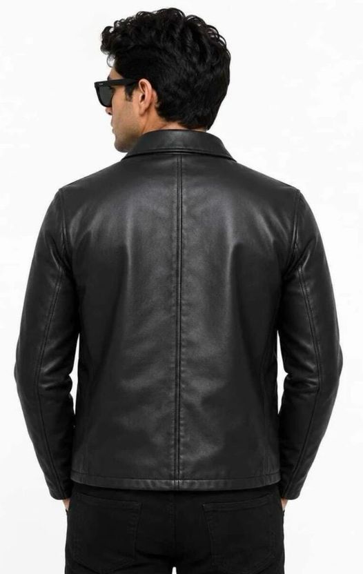 kdsn Men Solid Leather Jacket - Image 2