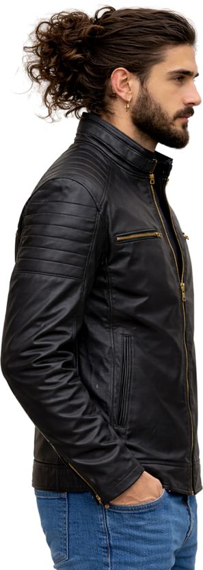 Leather Retail Men Solid Casual Jacket - Image 4
