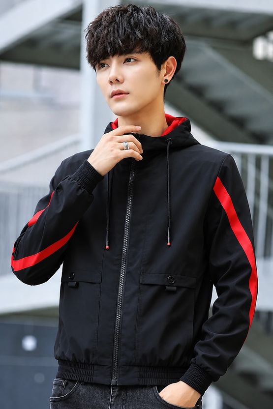 CLASSYBLOOM Korean Striped Men Wind Cheater - Image 1