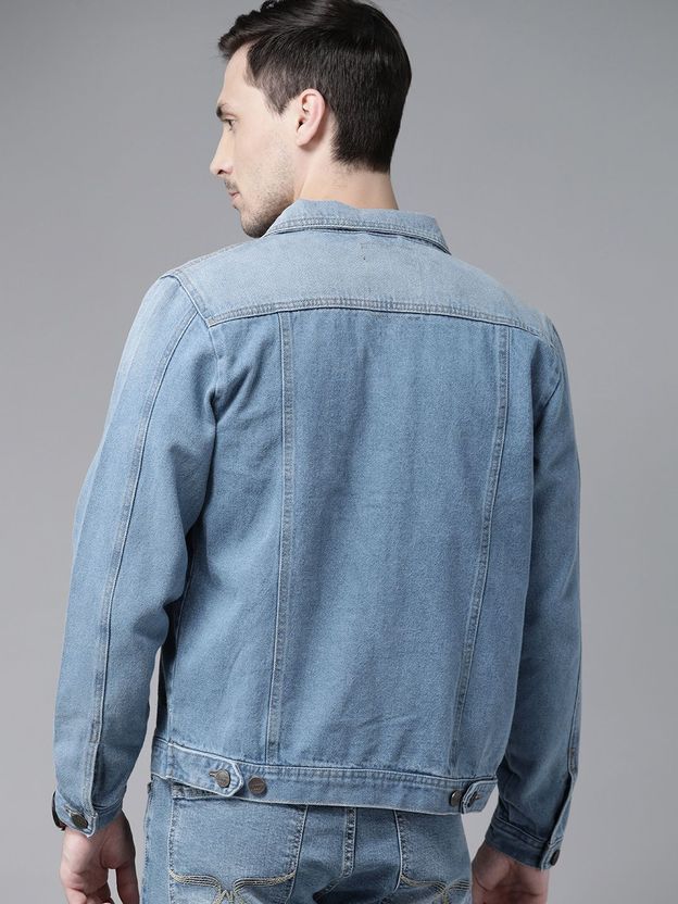 Roadster Men Washed Denim Jacket Blue - Image 5