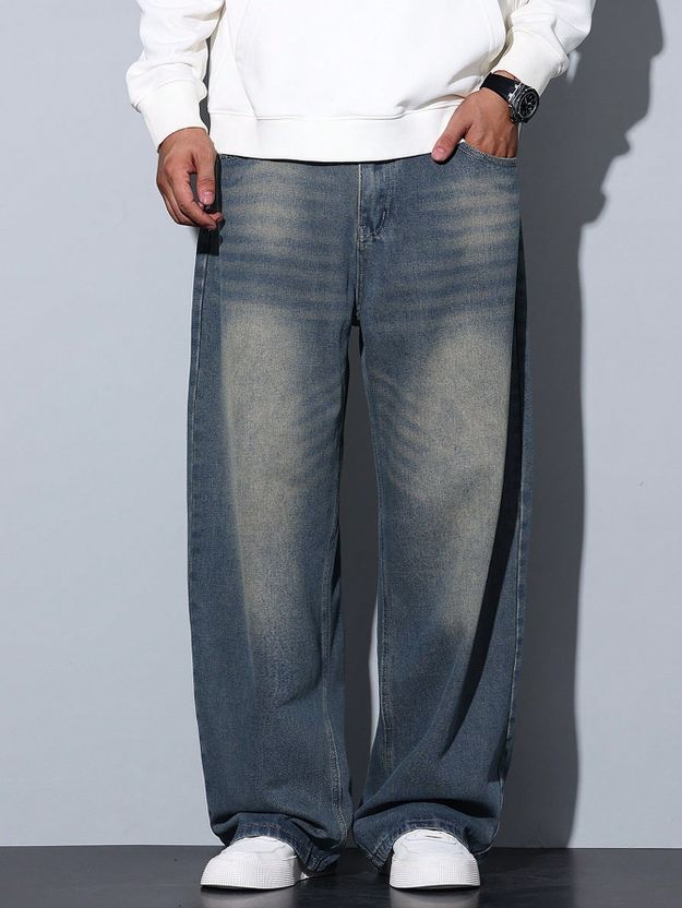 Sky Collection Men Loose Fit Mid Rise Blue Jeans - Image 1