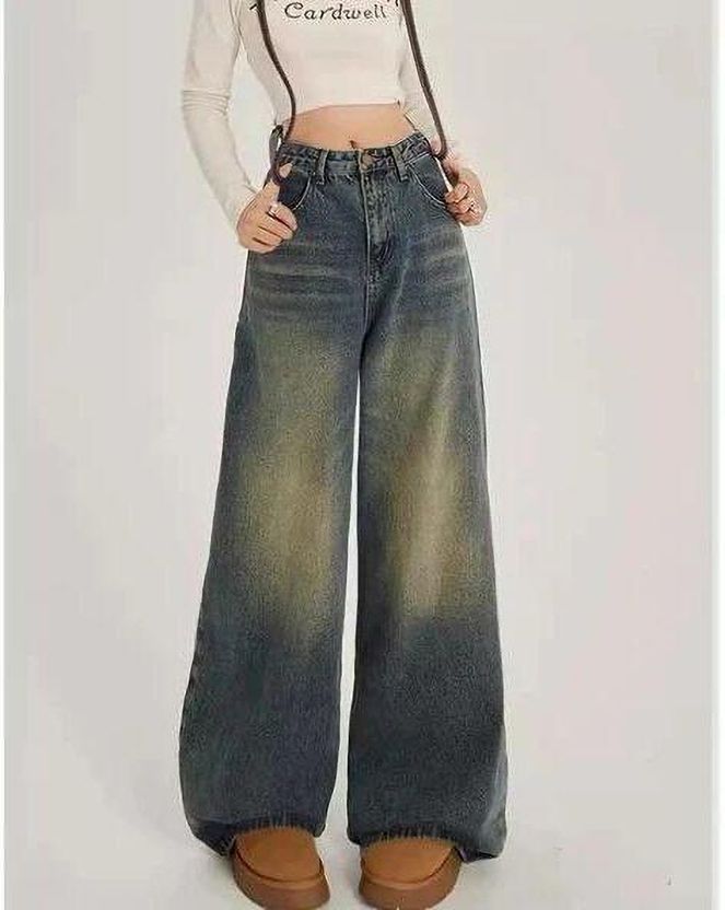 Zuya Women Wide Leg High Rise Blue Jeans - Image 1