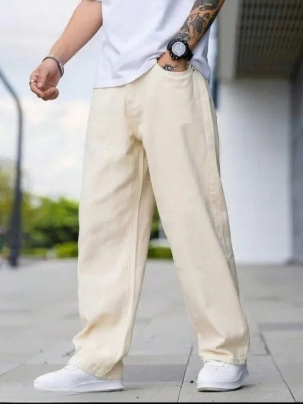 MWFASHION Men Beige Loose Fit High Rise Jeans - Image 4