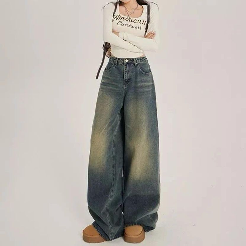 Zuya Women Wide Leg High Rise Blue Jeans - Image 2