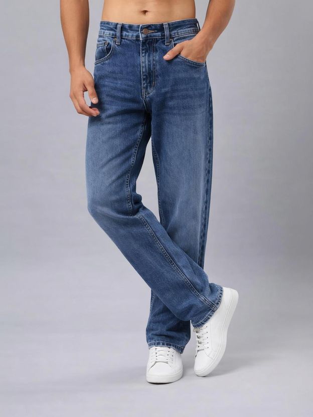 WAZWEAR Men Dark Blue Mid Rise Straight Fit Jeans - Image 1