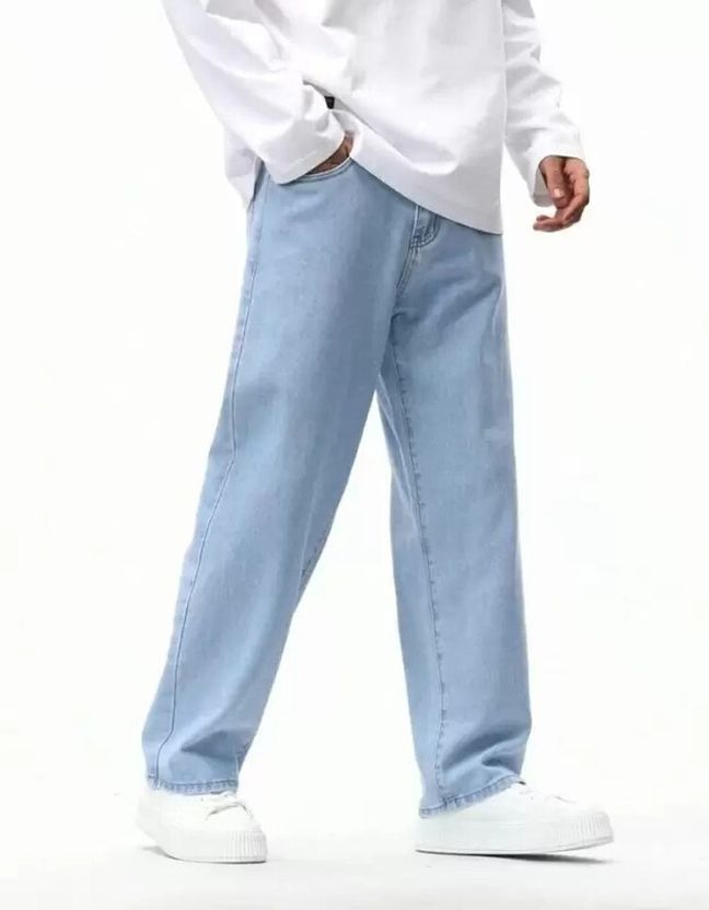 Playfeel Men Loose Fit Mid Rise Light Blue Jeans - Image 5