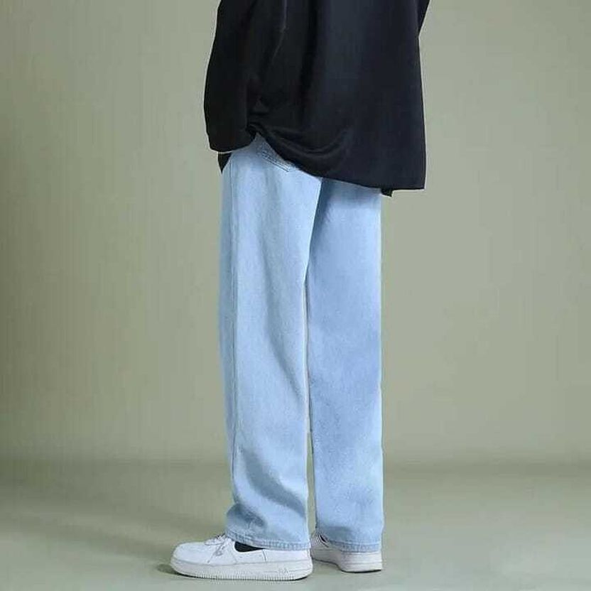 MEIXN Men Loose Fit Mid Rise Light Blue Jeans - Image 4
