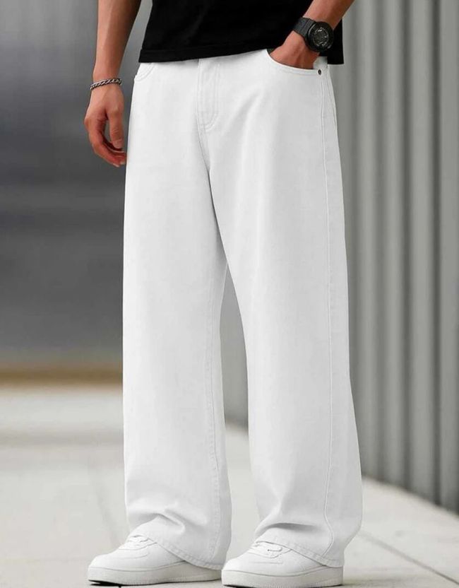 WAYKING Loose Fit Men Beige Jeans - Image 4