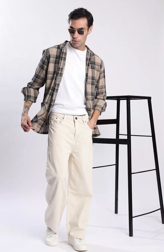 RileyRush Relaxed Fit Beige Jeans - Image 6