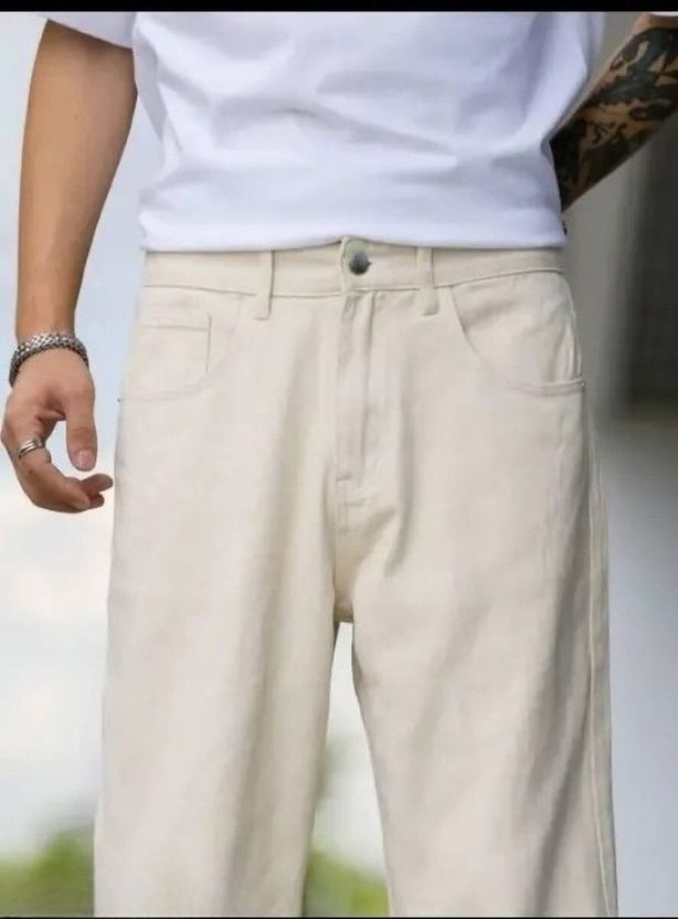 MWFASHION Men Beige Loose Fit High Rise Jeans - Image 2