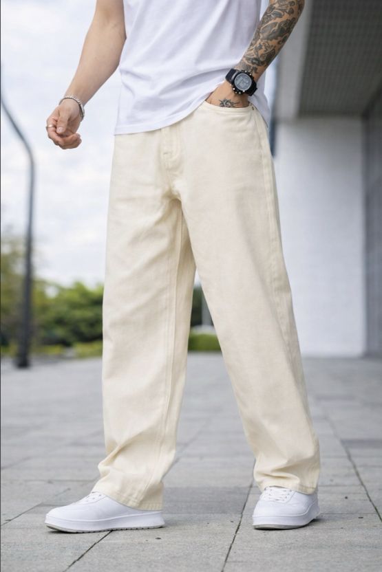 RileyRush Relaxed Fit Beige Jeans - Image 1
