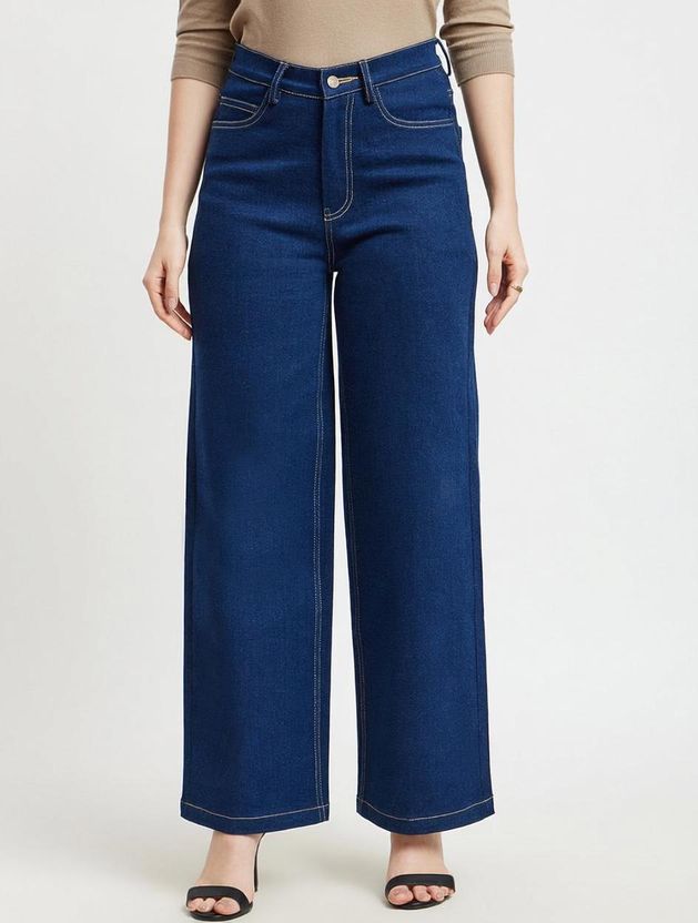 zayla Women Flared High Rise Light Blue Jeans - Image 9