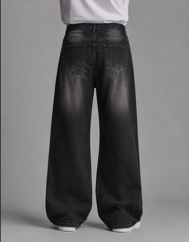 Veliume Men Black Wide Leg Mid Rise Jeans - Image 2