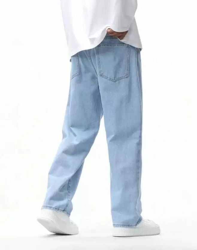 Playfeel Men Loose Fit Mid Rise Light Blue Jeans - Image 2