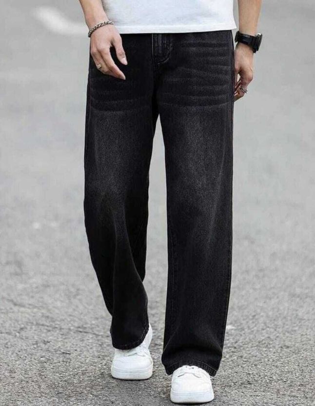 RKDENIM Men Straight Fit Mid Rise Dark Grey Jeans - Image 1