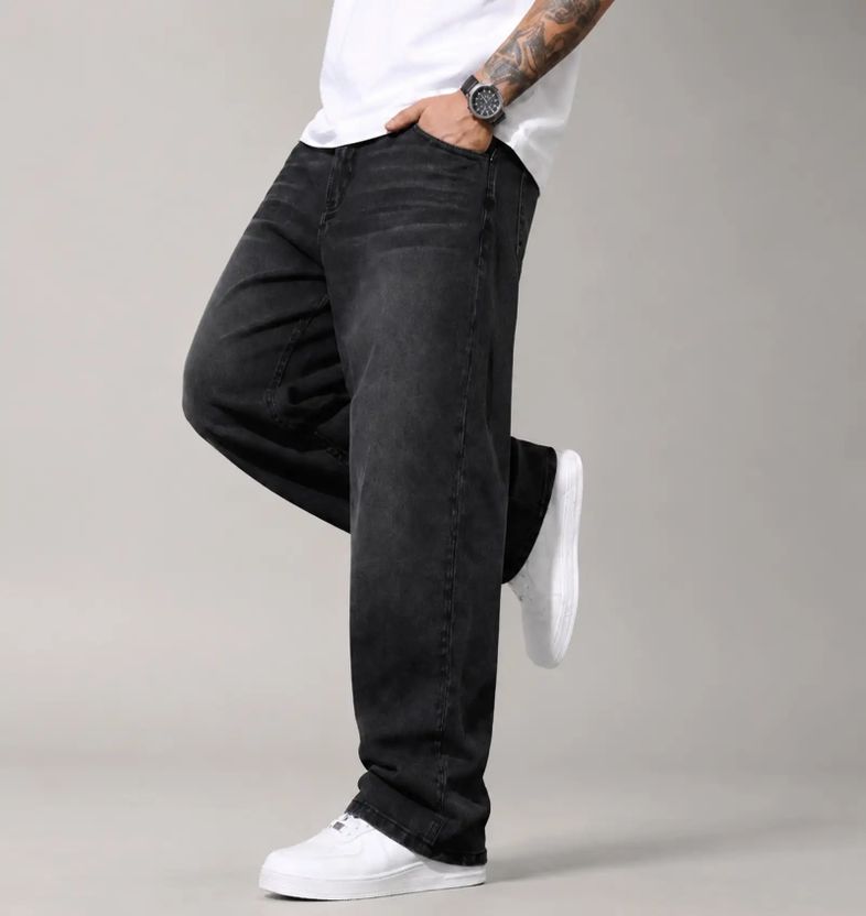 DENWOX Men Dark Grey Mid Rise Straight Fit Jeans - Image 3