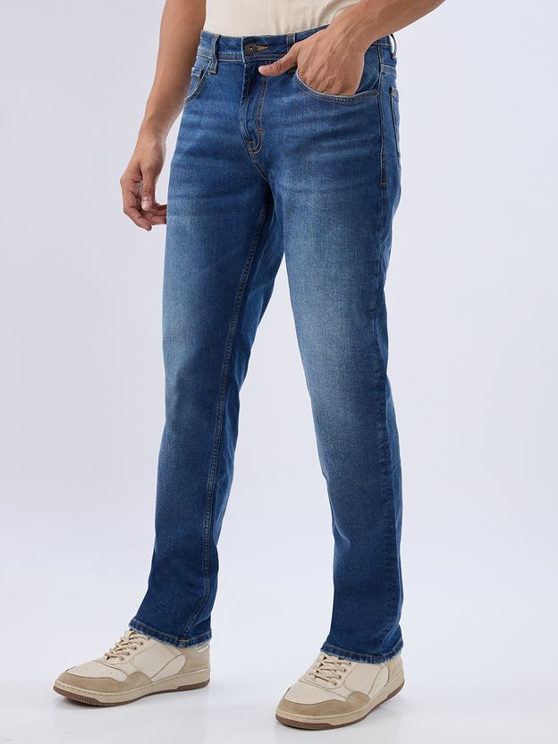 Spykar Men Relaxed Fit Mid Rise Blue Jeans - Image 3