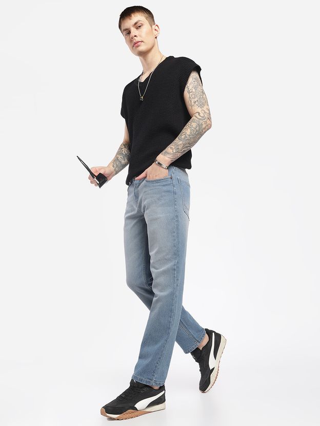 zayla Men Straight Fit Mid Rise Grey Jeans - Image 3