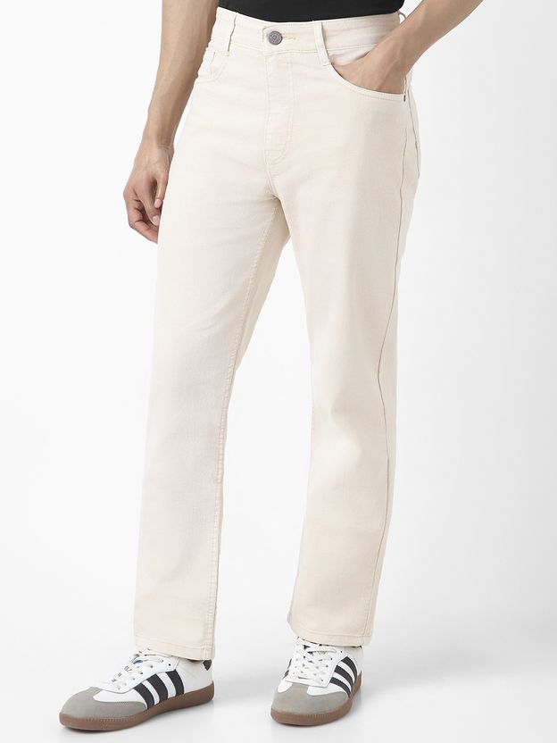 Urbano Men Beige Straight Fit Jeans - Image 2