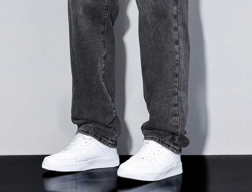 DENIM Men Relaxed Fit Mid Rise Dark Grey Jeans - Image 5