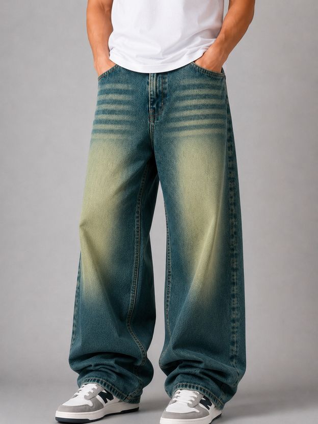 shilppcloset Men Wide Leg Mid Rise Multicolor Jeans - Image 1
