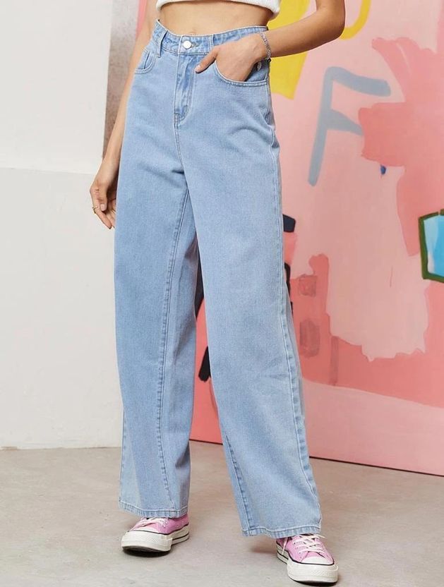 zayla Women Flared High Rise Light Blue Jeans - Image 5