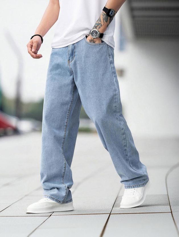 DENIM Men Relaxed Fit Mid Rise Light Blue Jeans - Image 1