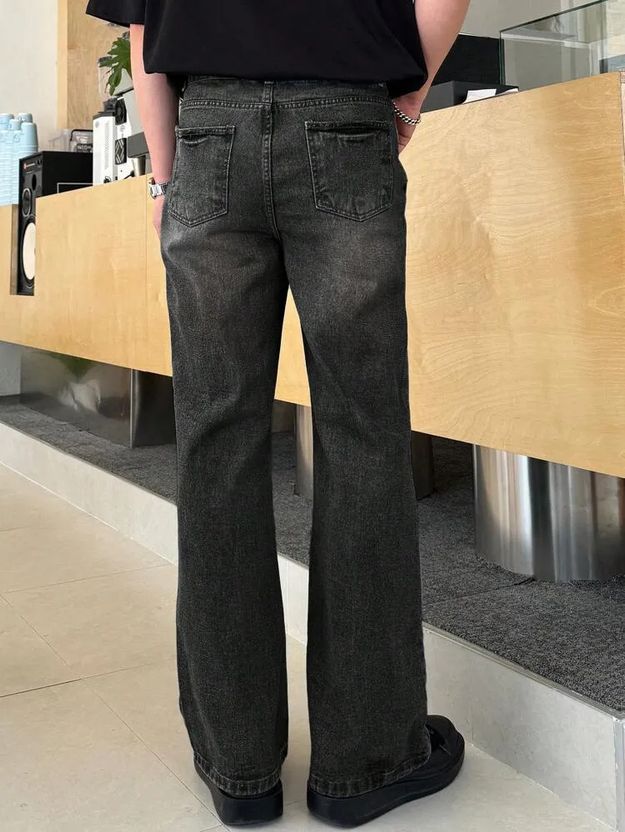 KOTTY Men Wide Leg Mid Rise Grey Jeans - Image 2