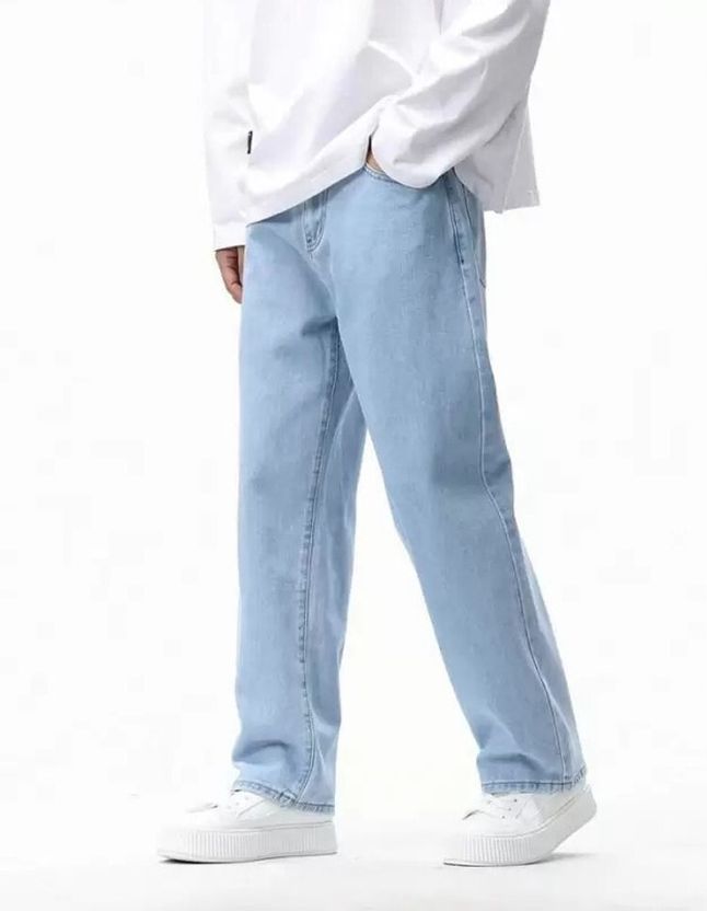 Playfeel Men Loose Fit Mid Rise Light Blue Jeans - Image 4