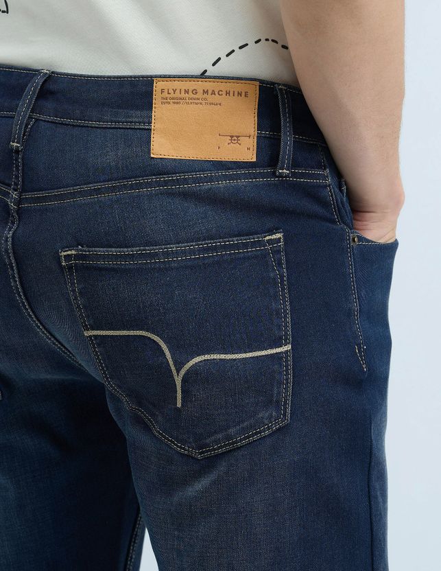 FLYING MACHINE Men Slim Mid Rise Dark Blue Jeans - Image 6