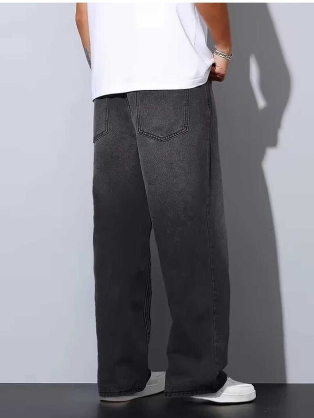 RKDENIM Men Straight Fit Mid Rise Dark Grey Jeans - Image 2