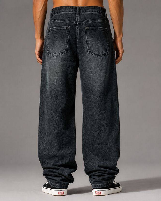 sanedi Men Baggy Fit High Rise Black Jeans - Image 2