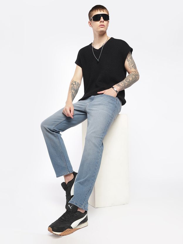 zayla Men Straight Fit Mid Rise Grey Jeans - Image 5